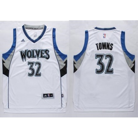 Timberwolves #32 Karl-Anthony Towns White Stitched NBA Jersey