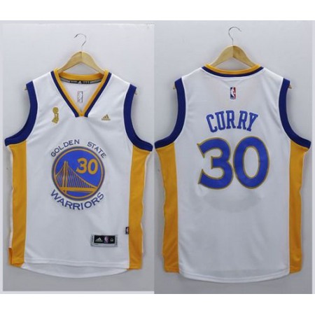Warriors #30 Stephen Curry White New Champions Stitched NBA Jersey