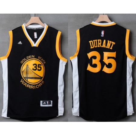 Warriors #35 Kevin Durant Black/White Stitched NBA Jersey