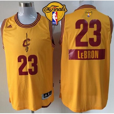 Cavaliers #23 LeBron James Yellow 2014-15 Christmas Day The Finals Patch Stitched NBA Jersey
