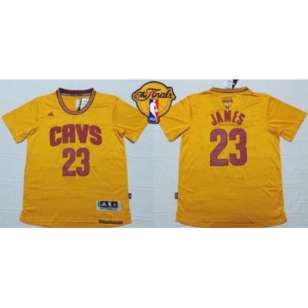 Cavaliers #23 LeBron James Yellow Short Sleeve The Finals Patch Stitched NBA Jersey