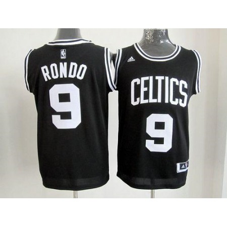 Celtics #9 Rajon Rondo Black/White Number Stitched NBA Jersey