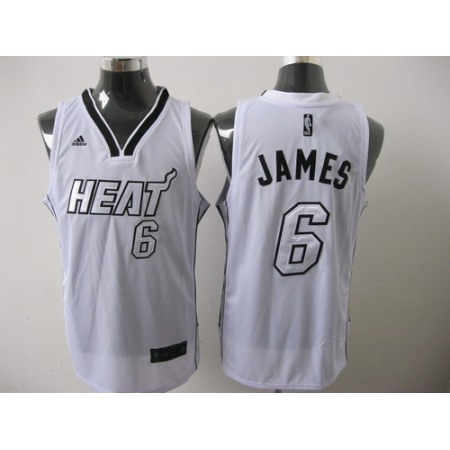Heat #6 LeBron James Silver No. White Stitched NBA Jersey