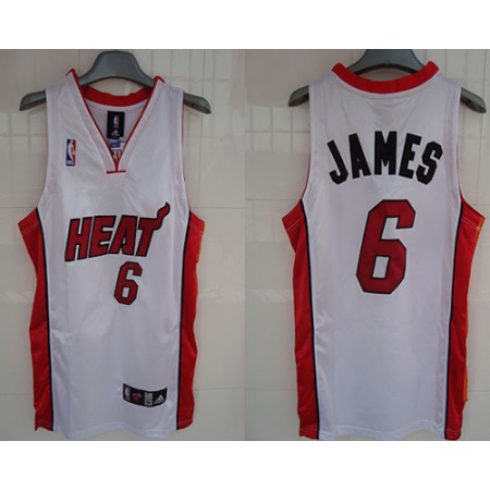 Heat #6 LeBron James Stitched White NBA Jersey