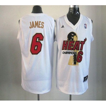 Heat #6 LeBron James White 2012 NBA Champions Stitched NBA Jersey