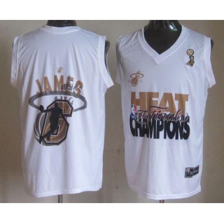 Heat #6 LeBron James White 2013 NBA Finals Champions Stitched NBA Jersey