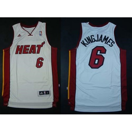 Heat #6 LeBron James White Nickname King James Stitched NBA Jersey