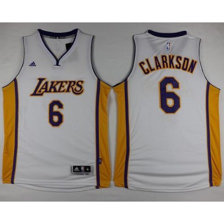 Lakers #6 Jordan Clarkson White Stitched NBA Jersey