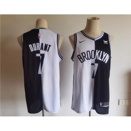 Men's Brooklyn Nets #7 Kevin Durant Black/White Split Stitched Basketball Jersey