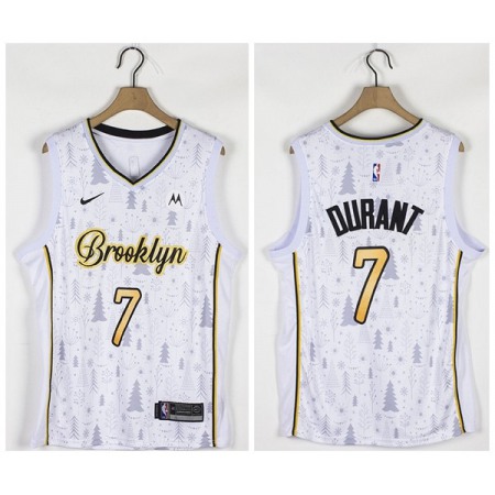 Men's Brooklyn Nets #7 Kevin Durant White Christmas Edition Stitched Basketball Jersey