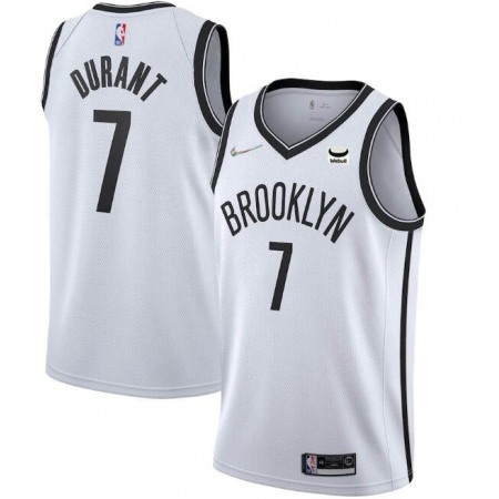 Men's Brooklyn Nets #7 Kevin Durant White Stitched Jersey
