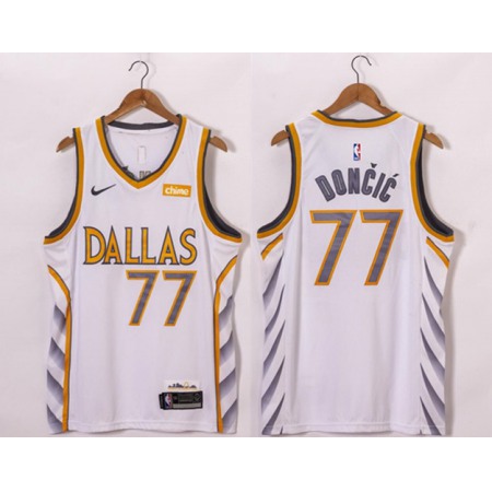 Men's Dallas Mavericks #77 Luka Doncic White Stitched NBA Jersey