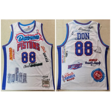 Men's Detroit Pistons #88 Don White Big Sean X Stitched Jersey