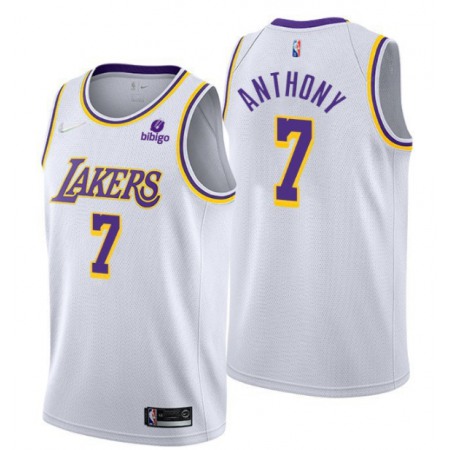 Men's Los Angeles Lakers #7 Carmelo Anthony White 75th Anniversary Stitched Basketball Jersey