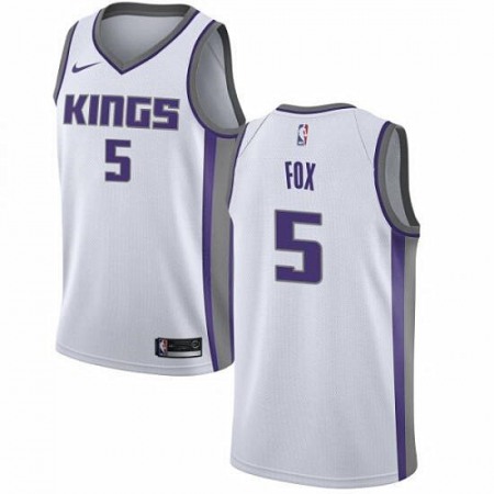 Men's Sacramento Kings #5 De'Aaron Fox White Stitched Jersey