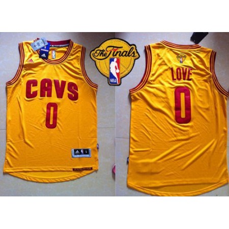Revolution 30 Cavaliers #0 Kevin Love Yellow The Finals Patch Stitched NBA Jersey