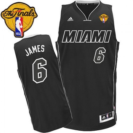 Revolution 30 Heat #6 LeBron James Black/White Finals Patch Stitched NBA Jersey