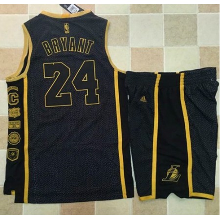 Lakers #24 Kobe Bryant Black Serpentine Retirement Memorial A Set Stitched NBA Jersey