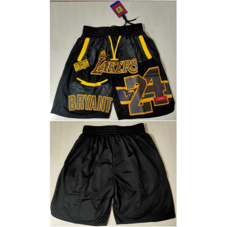 Men's Los Angeles Lakers #24 Kobe Bryant Black Shorts (Run Small)