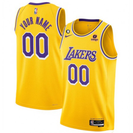 Men's Los Angeles Lakers Active Player Cutom 2022-23 Yellow No.6 Patch Stitched Basketball Jersey