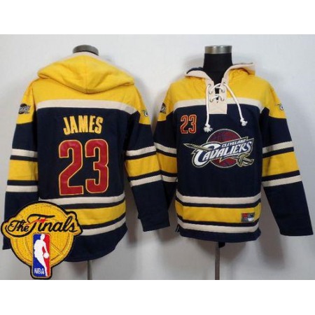 Cleveland Cavaliers #23 LeBron James Navy Blue The Finals Patch Sawyer Hooded Sweatshirt NBA Hoodie