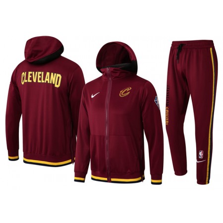 Men's Cleveland Cavaliers 75th Anniversary Burgundy Performance Showtime Full-Zip Hoodie Jacket And Pants Suit