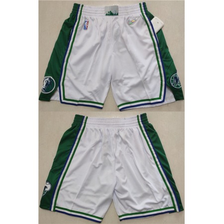 Men's Dallas Mavericks White/Green 75th Anniversary Shorts (Run Small)