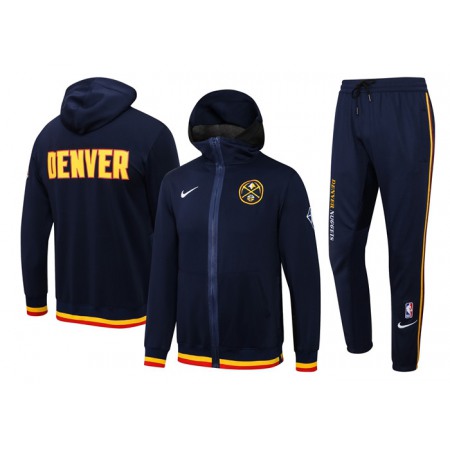Men's Denver Nuggets 75th Anniversary Navy Performance Showtime Full-Zip Hoodie Jacket And Pants Suit