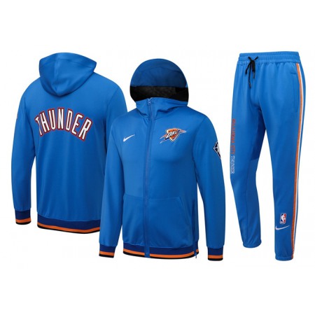 Men's Oklahoma City Thunder 75th Anniversary Blue Performance Showtime Full-Zip Hoodie Jacket And Pants Suit