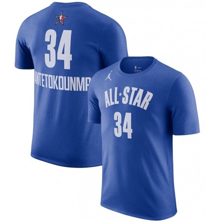 Men's #34 Giannis Antetokounmpo Blue 2023 NBA All-Star Game Name & Number T-Shirt