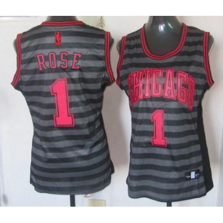 Bulls #1 Derrick Rose Black/Grey Women's Groove Stitched NBA Jersey