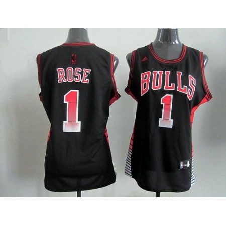 Bulls #1 Derrick Rose Black Women's Vibe Stitched NBA Jersey
