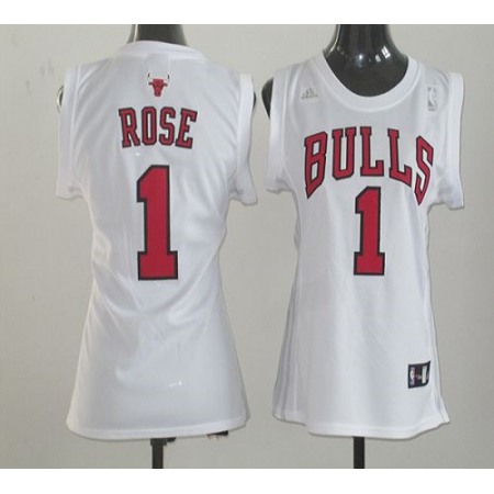 Bulls #1 Derrick Rose White Women Fashion Stitched NBA Jersey