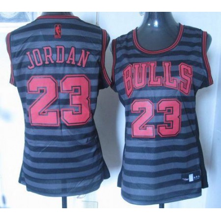 Bulls #23 Michael Jordan Black/Grey Women's Groove Stitched NBA Jersey