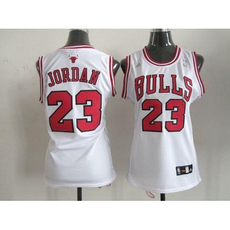 Bulls #23 Michael Jordan White Women's Home Stitched NBA Jersey