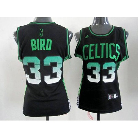 Celtics #33 Larry Bird Black Women's Vibe Stitched NBA Jersey