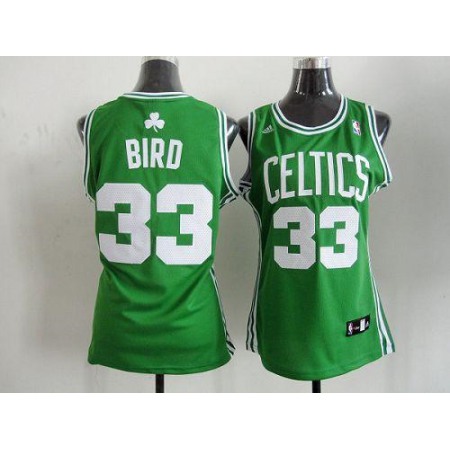 Celtics #33 Larry Bird Green Women's Road Stitched NBA Jersey