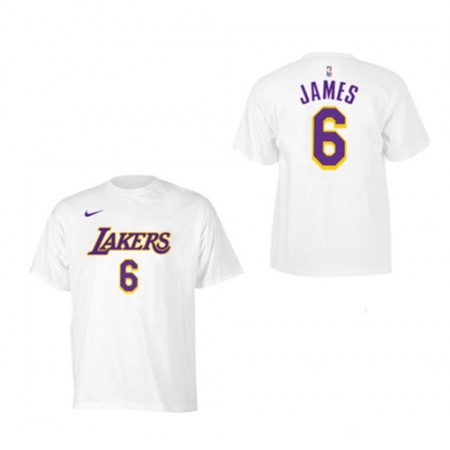 Men's Los Angeles Lakers #6 LeBron James White Basketball T-Shirt