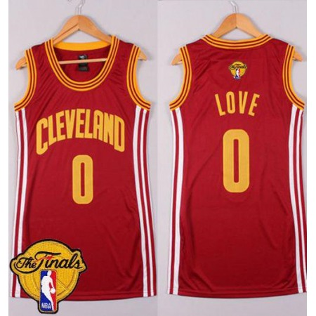 Cavaliers #0 Kevin Love Red The Finals Patch Women's Dress Stitched NBA Jersey