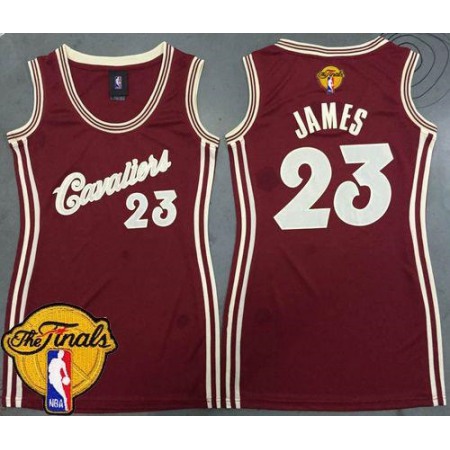 Cavaliers #23 LeBron James Red 2015-2016 Christmas Day The Finals Patch Women's Dress Stitched NBA Jersey