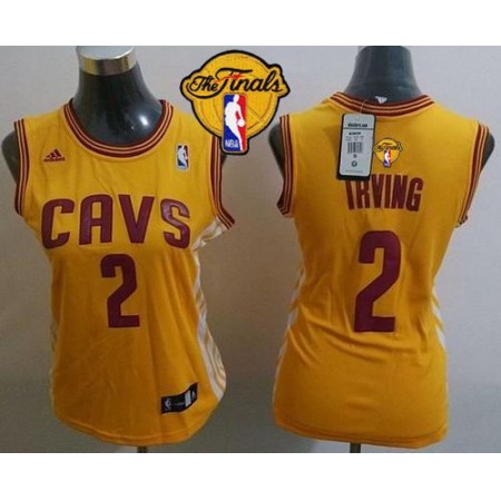 Cavaliers #2 Kyrie Irving Gold Alternate The Finals Patch Women's Stitched NBA Jersey