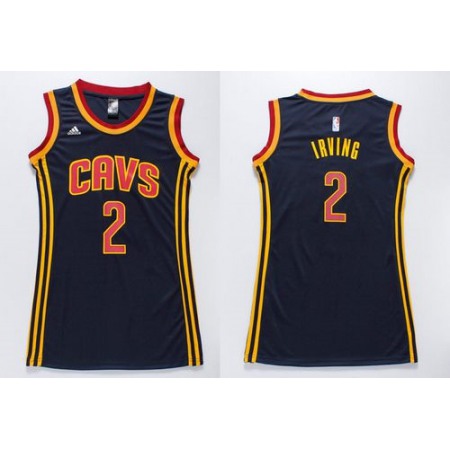 Cavaliers #2 Kyrie Irving Navy Blue Women's Dress Stitched NBA Jersey