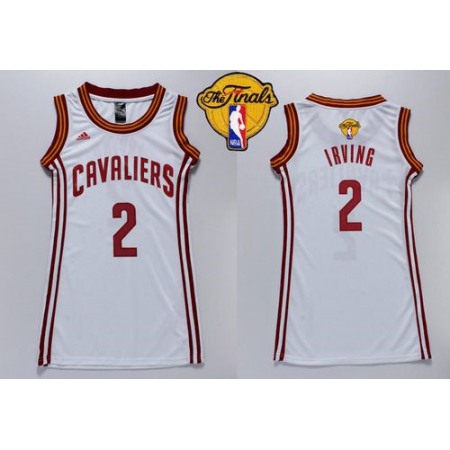 Cavaliers #2 Kyrie Irving White The Finals Patch Women's Dress Stitched NBA Jersey
