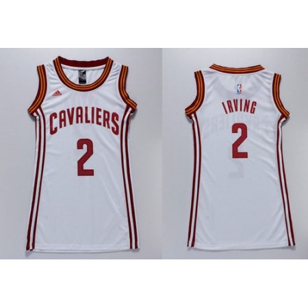 Cavaliers #2 Kyrie Irving White Women's Dress Stitched NBA Jersey