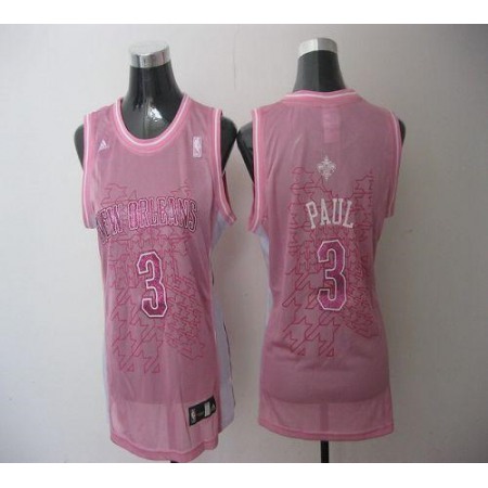 Hornets #3 Chris Paul Pink Women Fashion Stitched NBA Jersey