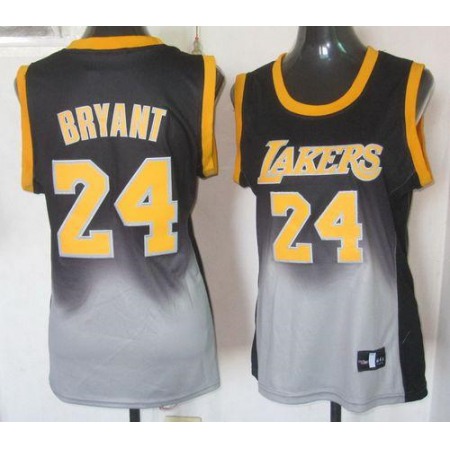 Lakers #24 Kobe Bryant Black/Grey Women's Fadeaway Fashion Stitched NBA Jersey