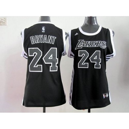 Lakers #24 Kobe Bryant Black/White Women's Fashion Stitched NBA Jersey