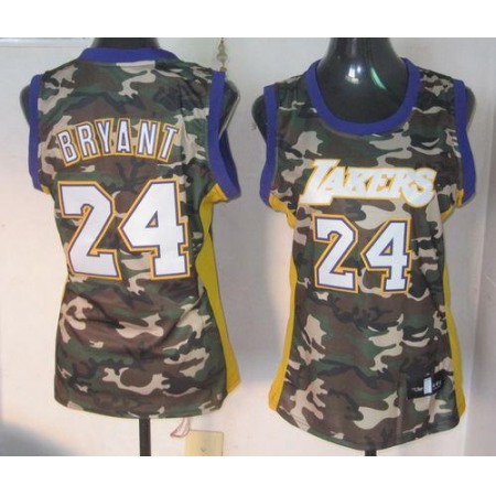 Lakers #24 Kobe Bryant Camo Stealth Collection Women's Stitched NBA Jersey