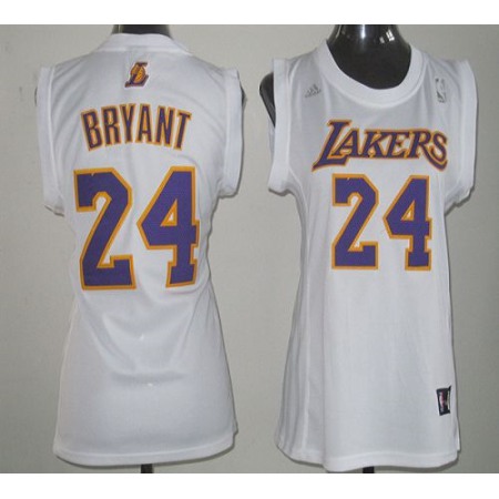 Lakers #24 Kobe Bryant White Women Fashion Stitched NBA Jersey