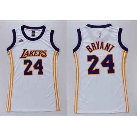 Lakers #24 Kobe Bryant White Women's Dress Stitched NBA Jersey